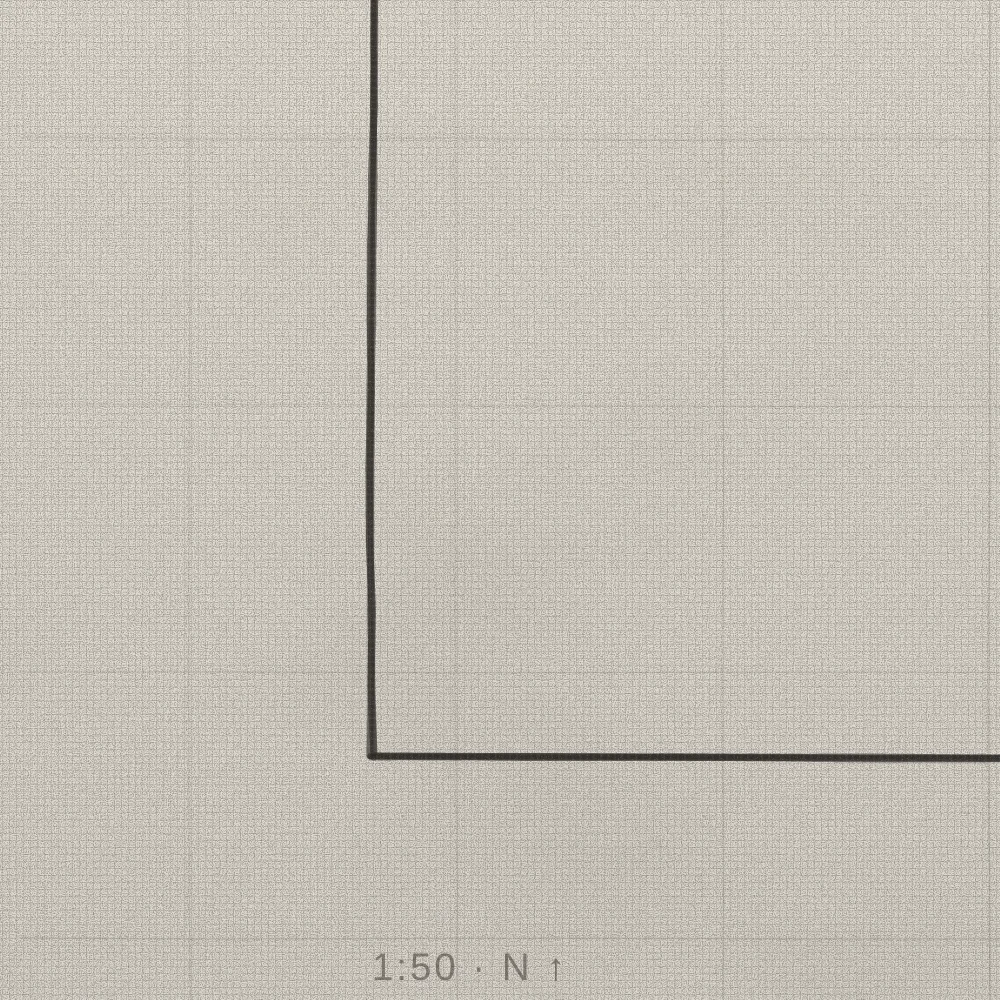 Corner detail where the grid meets the raw panel edge.