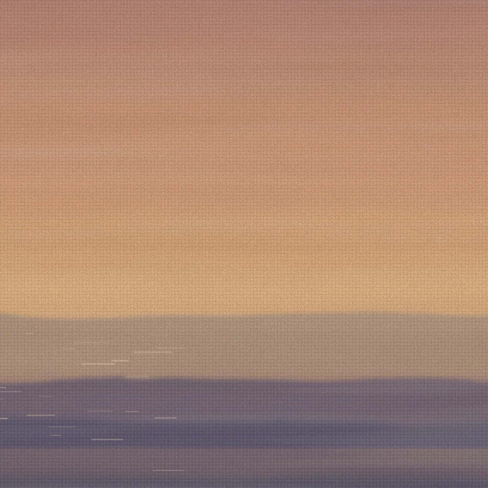 Detail of the horizon line where warm and cool bands meet.