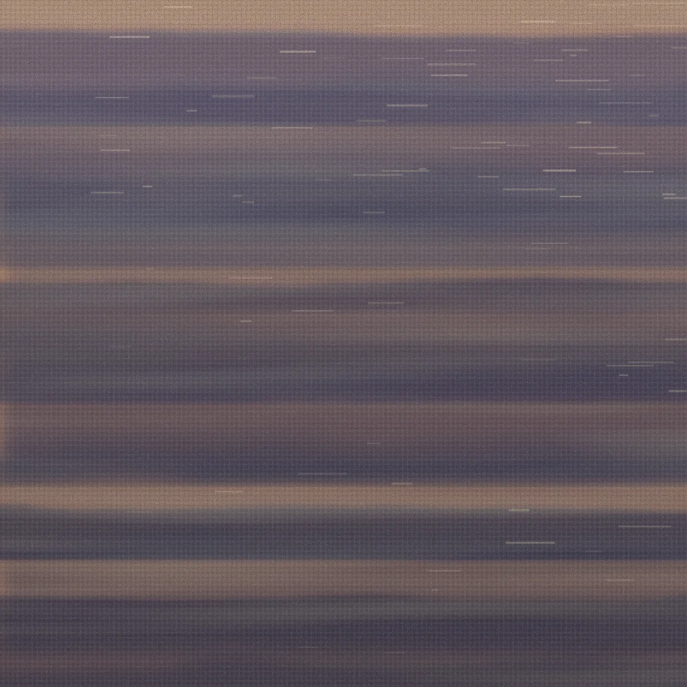 Detail of the lowest band, deep indigo pooling toward the canvas edge.