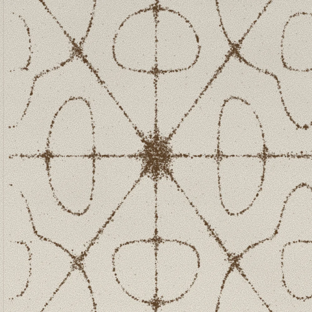 Close-up of the denser ring pattern showing fine sepia line work.